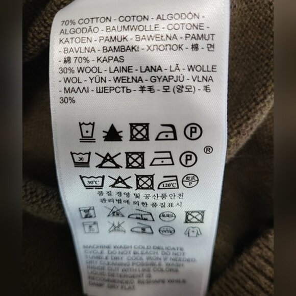 Levi's Men's Sweater Size M Crew Neck Cotton & Wool Khaki Brown Preppy - Picture 5 of 11